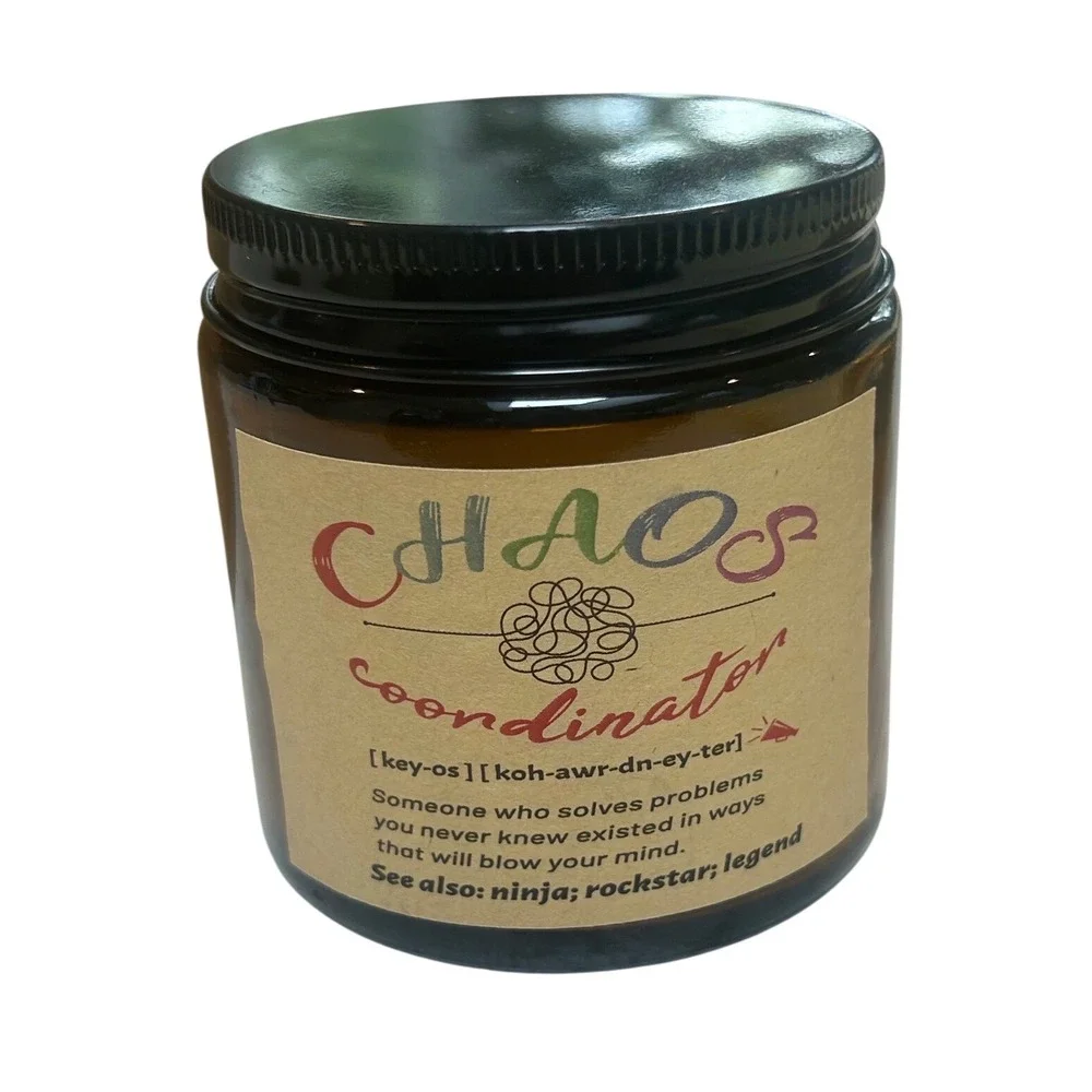 Chaos Coordinator‎ Luxury Scented Soy Wax Candle Amber Jar Essential Oil New